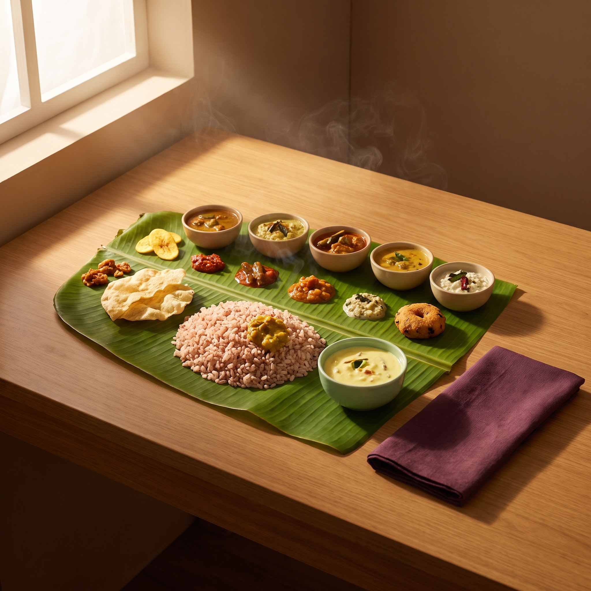 Editorial food image for Bawabat Al Warqa Onam Sadya: 27 Dishes, Price and Booking