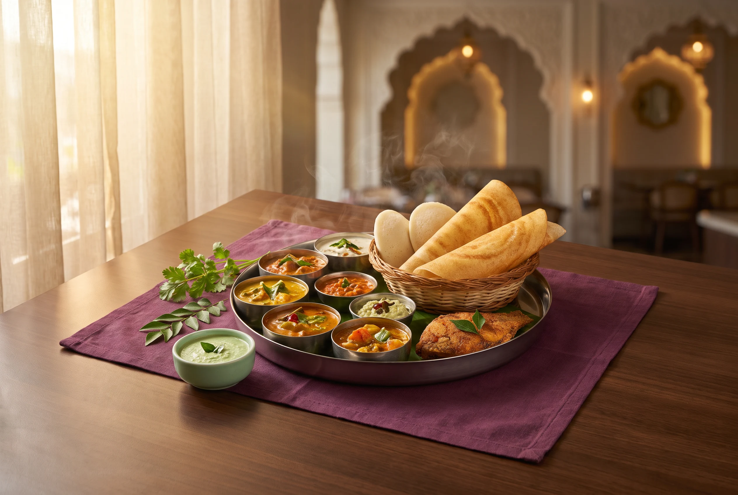Representative dosa, idli and vada breakfast for the House of Thindees guide