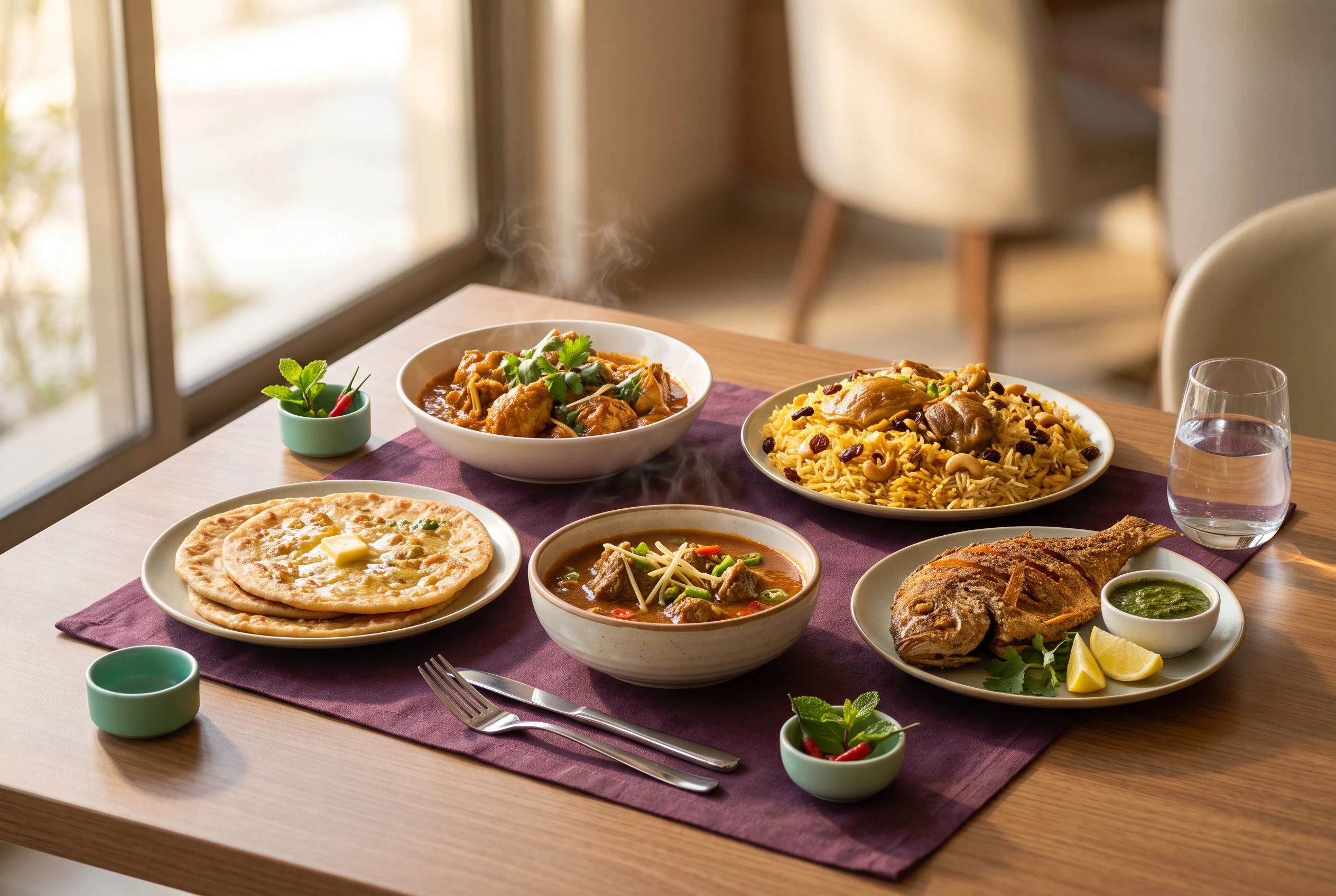 Representative Al Qusais spread with dosa, shawarma, falooda, sandwich and drinks